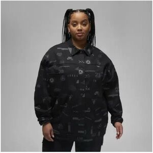 NWT Nike Air Jordan Flight TRUCKER Jacket 2X Plus BLACK GREY $160 NEW